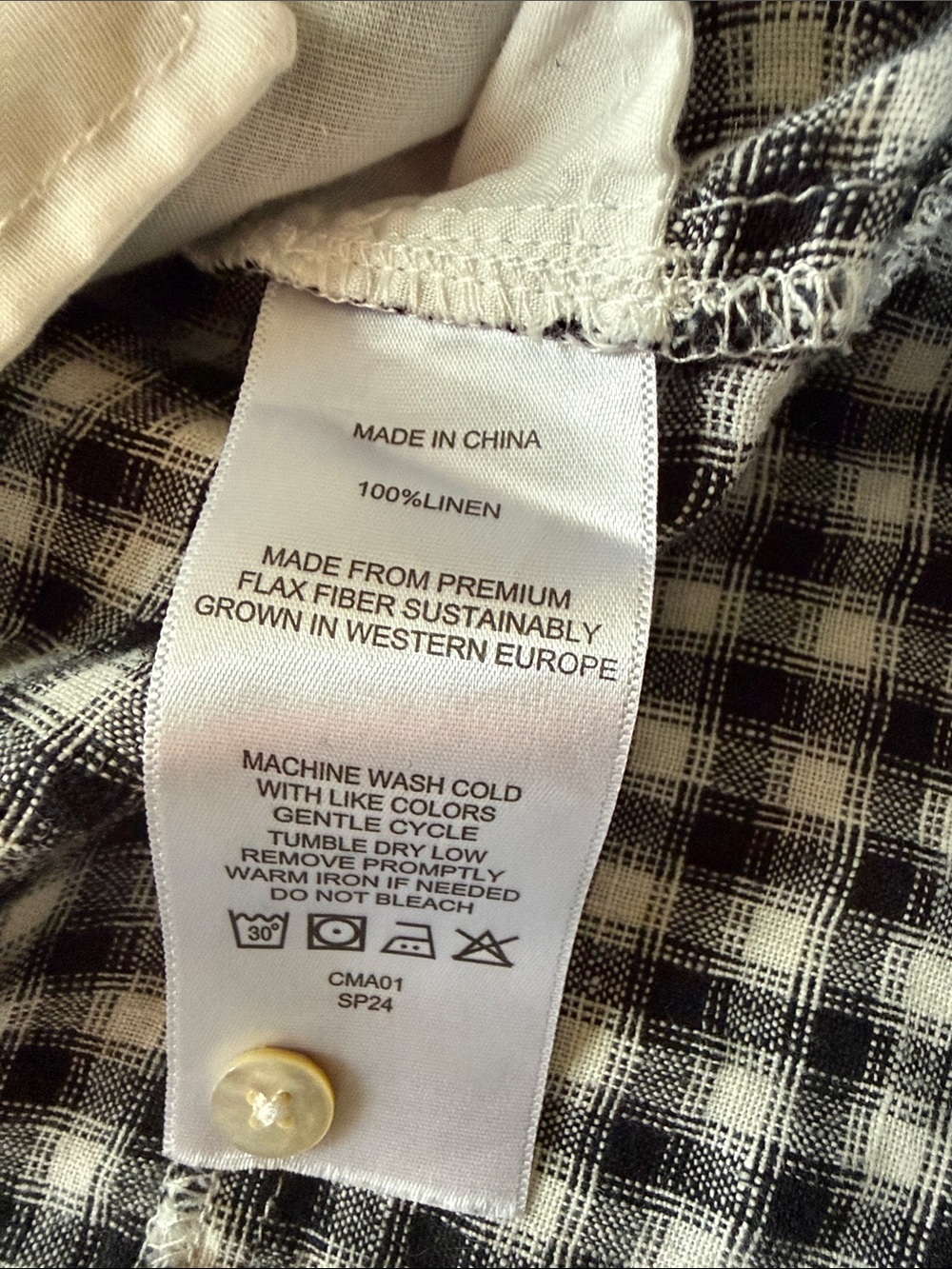 Quince Black & White Linen Gingham Dress - Picture 3 of 7